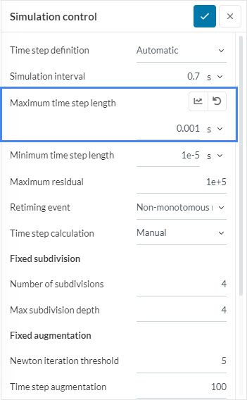 Maximum time step length configuration in dynamic analysis