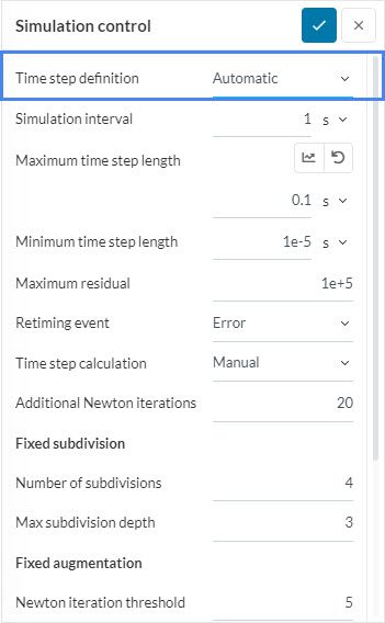 time step settings under simulation control to solve newton convergence could not be reached error