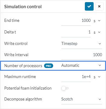 simulation control settings to show how to change number of processors assigned to the simulation to resolve the out of memory issue