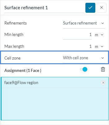 surface refinement included with cell zone selected to solve cell zone error
