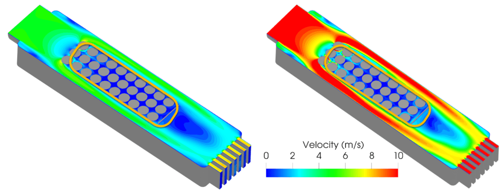 velocity results shown via the simscale post processor 