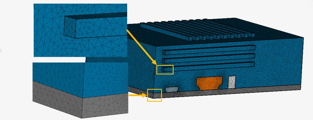 mesh in the gaps of a pcb case to ensure a successful cht simulation