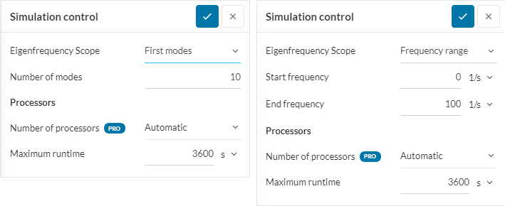 simulation control settings for frequency analysis