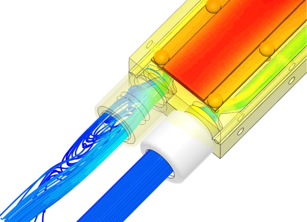 recirculation zones shown with veloicty streamlines 