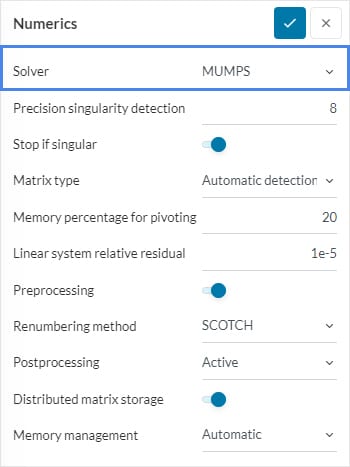changing solver to multifrontal or gcpc under numerics to solve insufficient hard disk space error