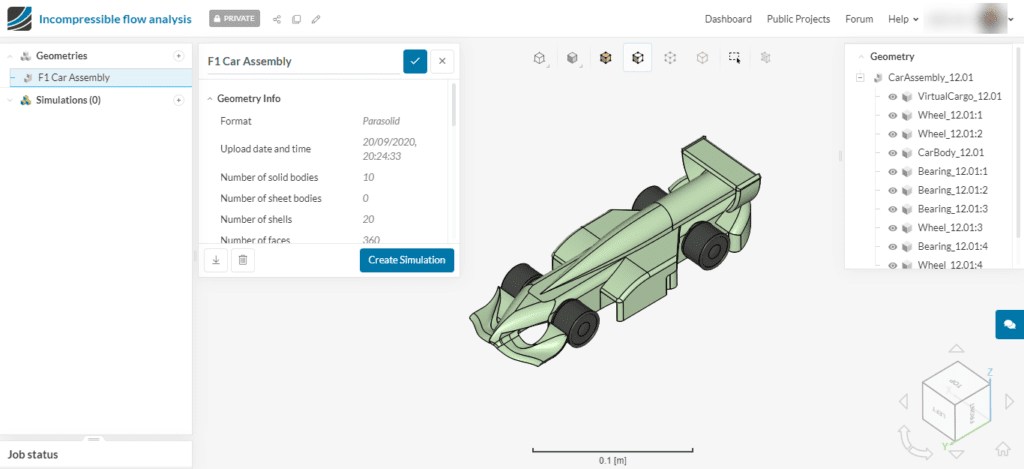 example of cad model being shown within simscale platform 