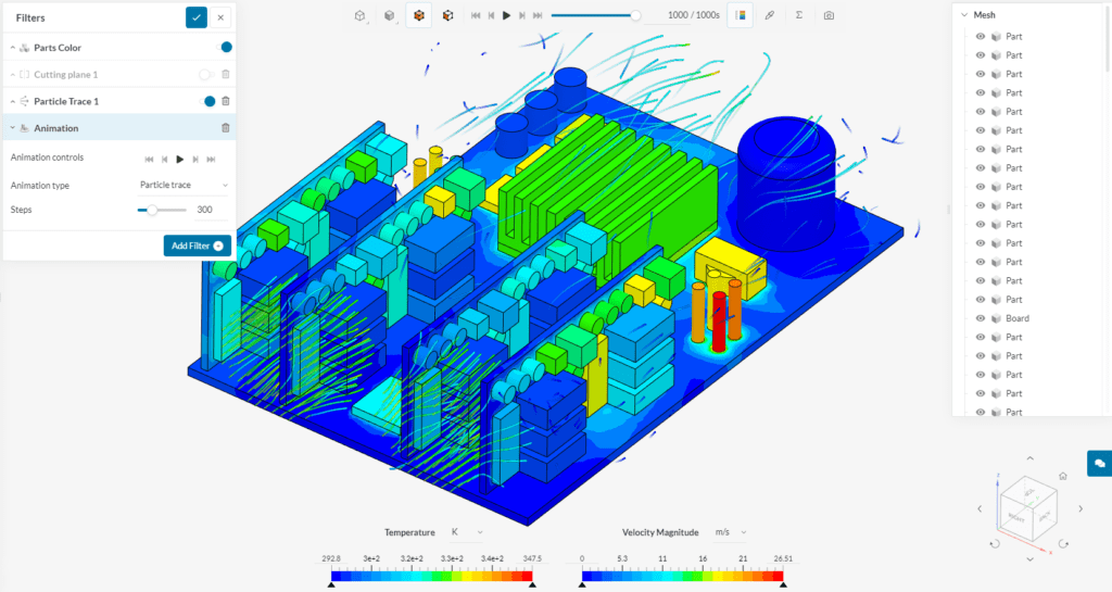 complete user interface of simscale's new online post-processor