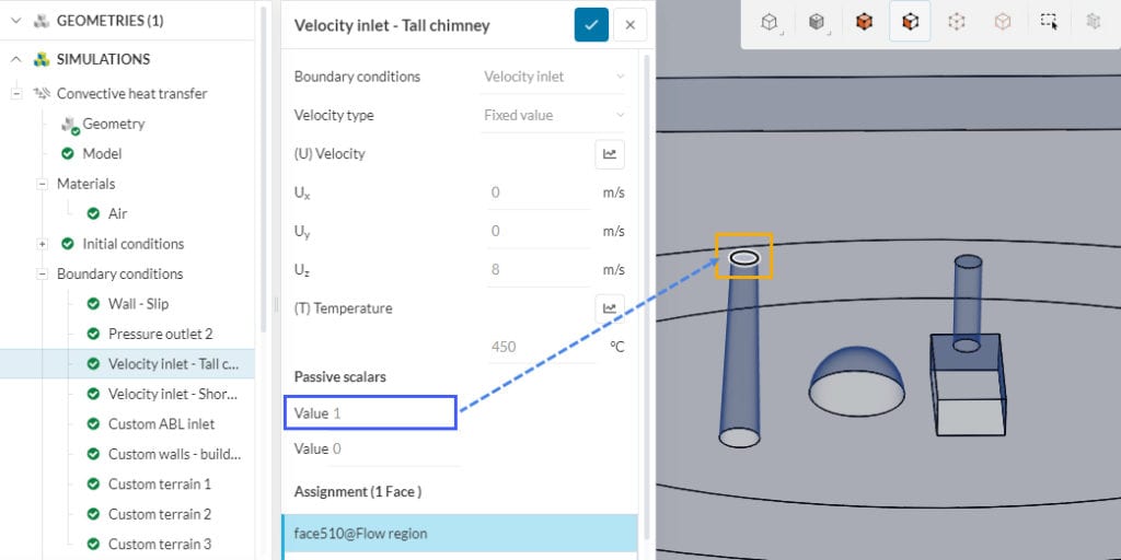 passive scalar sources can be defined as inlet bc