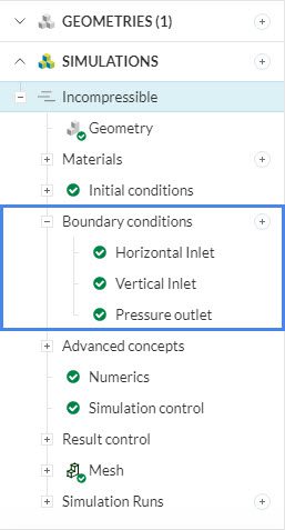 lists of used boundary conditions