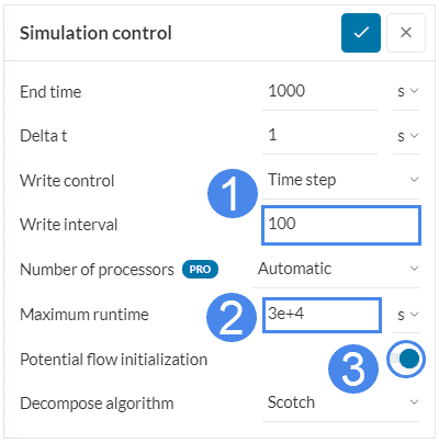 maximum runtime setting to avoid having the simulation cancelled before the end time is reached 