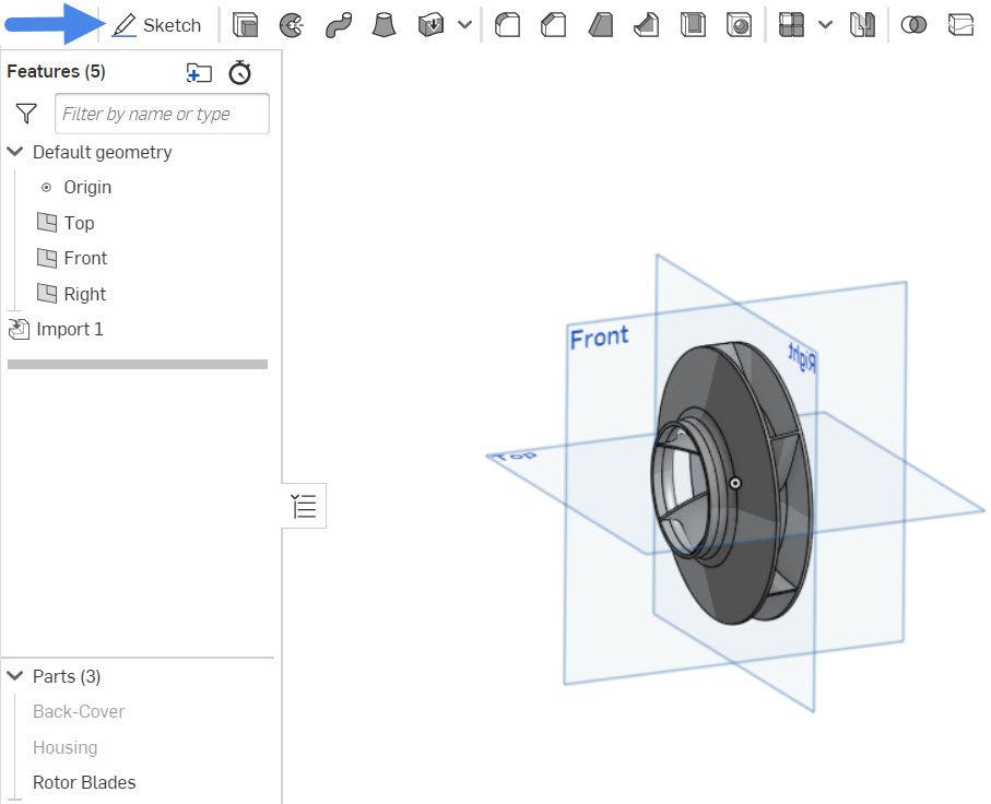 creating a sketch on onshape rotating zone