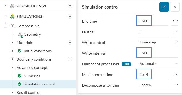 simulation control parameters