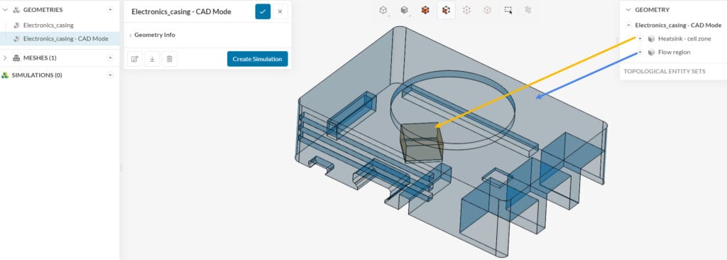 for a convective heat transfer simulation with a cell zone, we only need a fluid part and a cell zone part