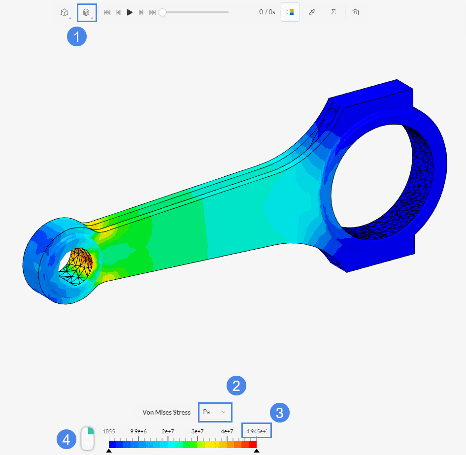 tweaking stress plot connecting rod simscale online post processor
