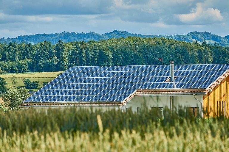 PV panels for solar energy on net zero building