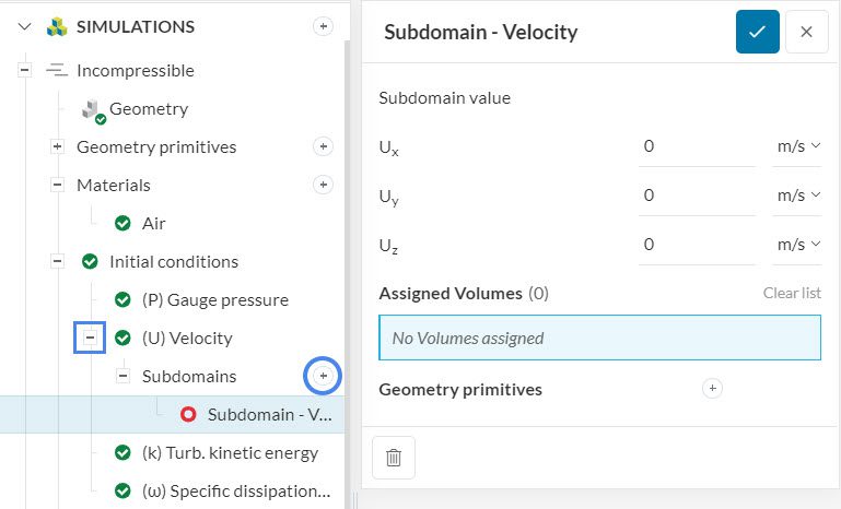 subdomain initialization simscale initial conditions