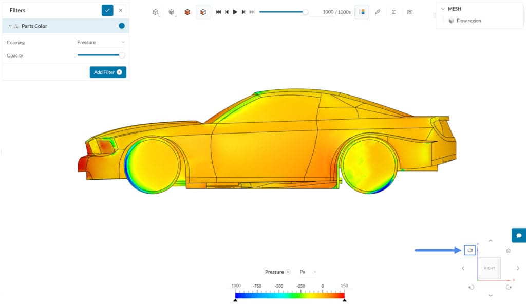 positioning of the custom camera position feature on the interface