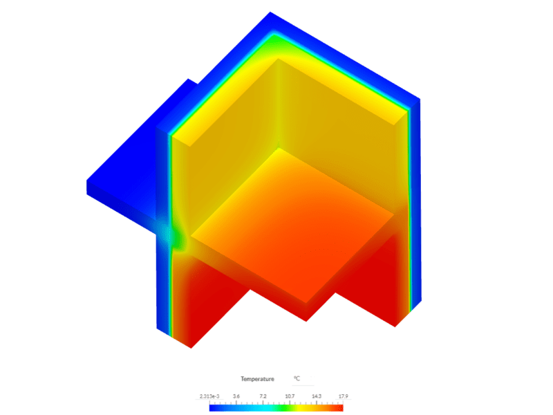 temperature distribution in thermal bridge case 3