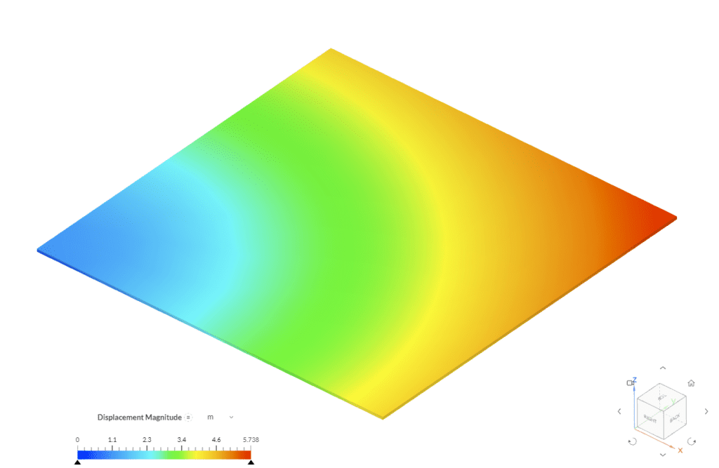 deformed shape color plot for equibiaxial validation case