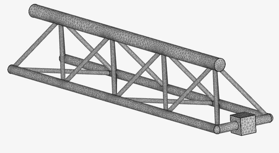 mesh of a crane using the standard meshing algorithm in simscale