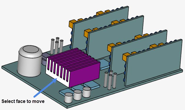 cad mode move operation on heat sink 