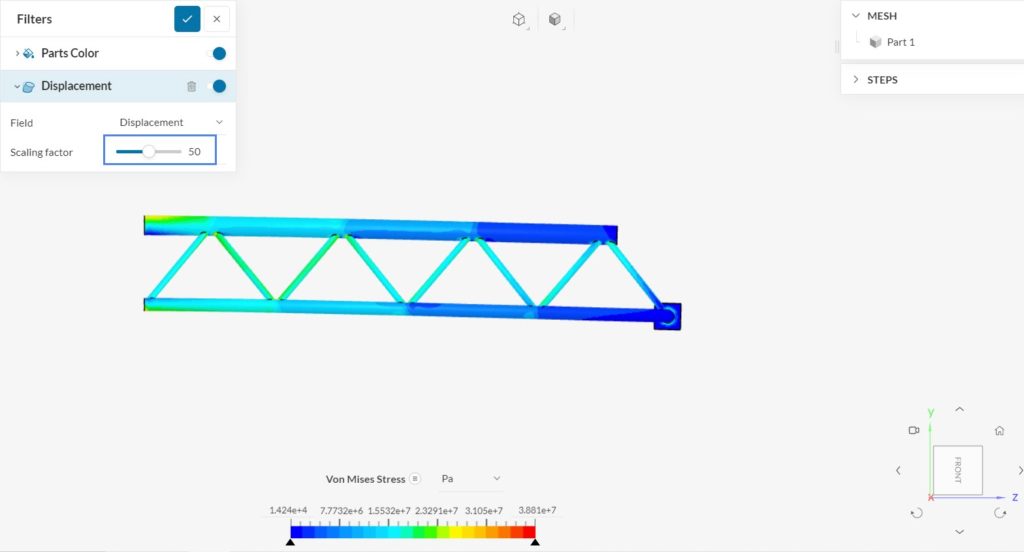 create displacement plot linear static analysis crane
