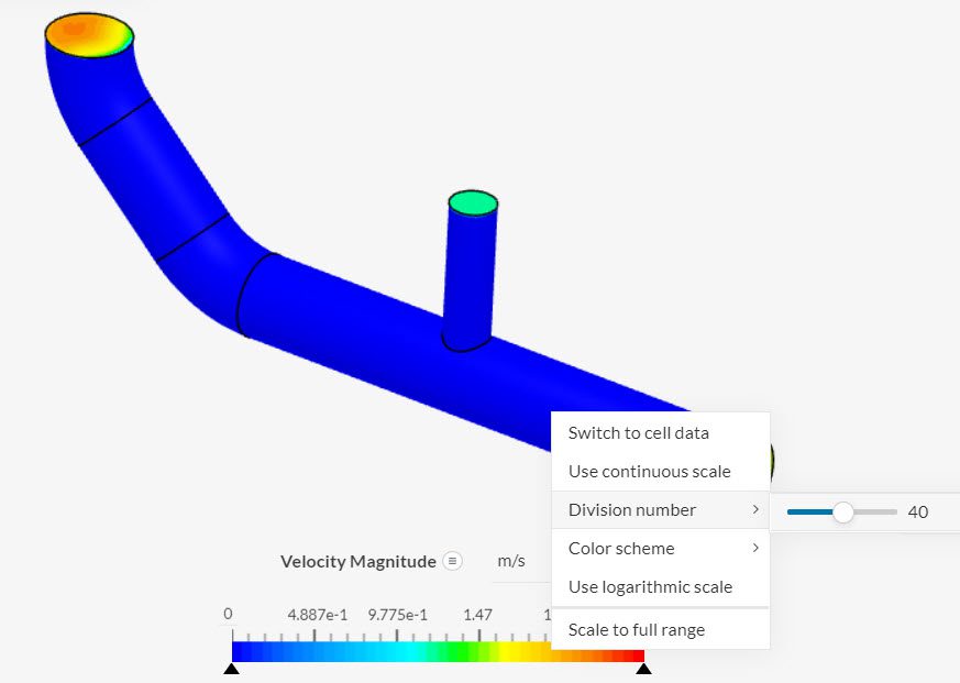 division number functionality inside the legend feature in simscale