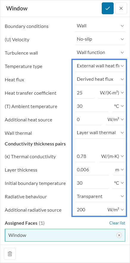 window boundary condition for thermal comfort assessment