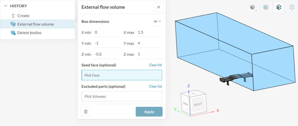 setting the face parameters within the simscale platform