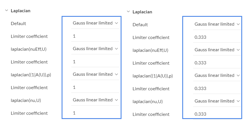 laplacian settings under simscale flow simulation numerics