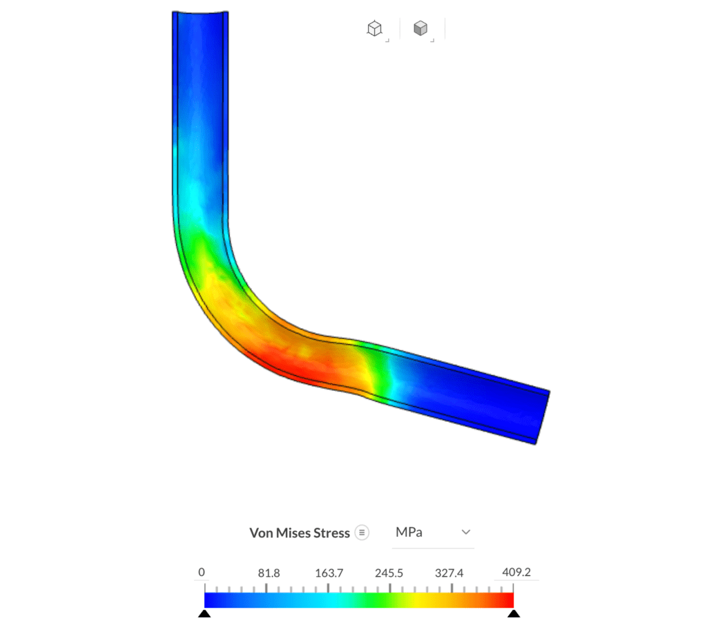 pipe bending isolated stress plot simscale post processor