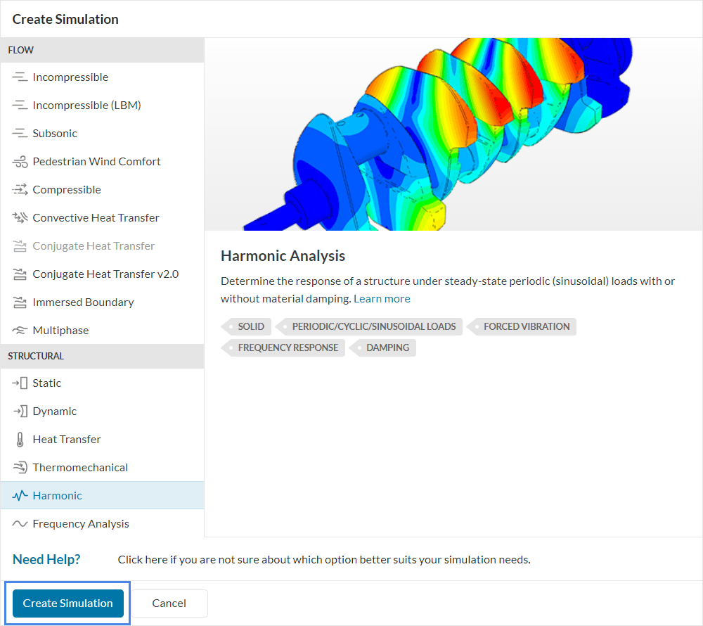 analysis types available in simscale