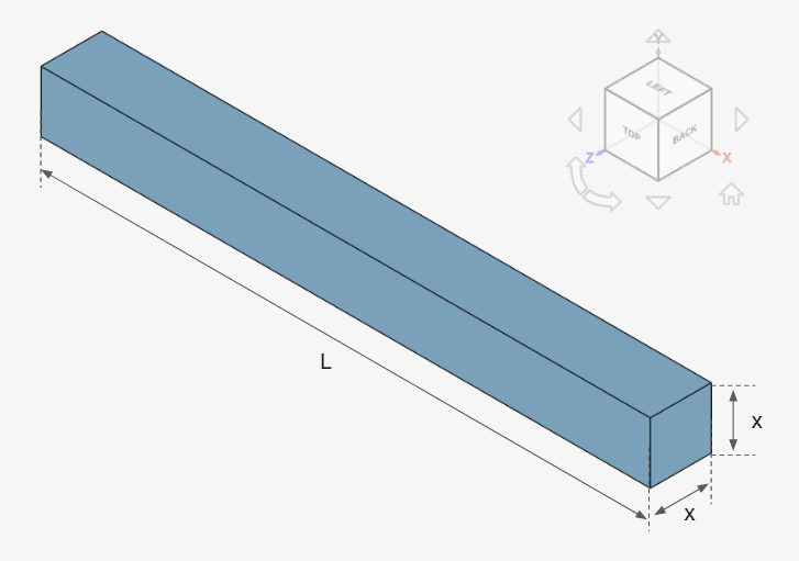 square cantilever beam geometry that is used for random vibration analysis in simscale