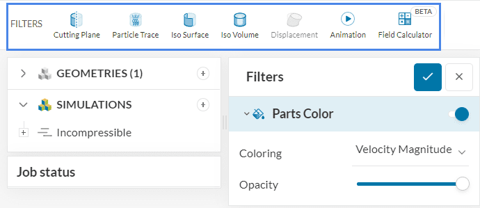 filters panel