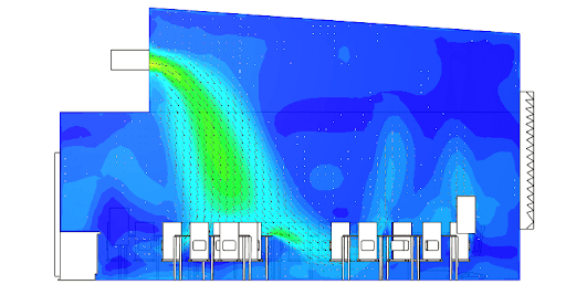 supply air with wall diffuser shown in simulation software