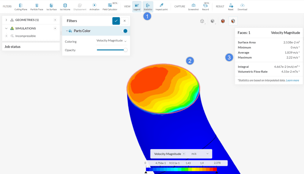how to use the statistics feature in simscale