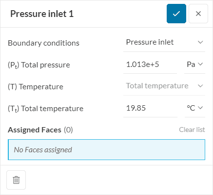 total temperature input under subsonic pressure inlet