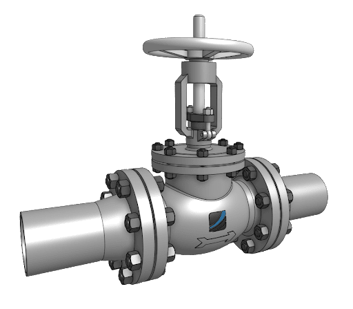 cad model of globe valve for simulation in simscale