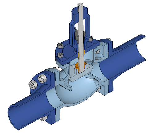 geometry of globe valve for multiphysics simulation in simscale