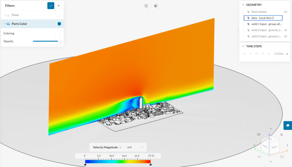 This picture shows how to visualize the local slice and create velocity contours on it