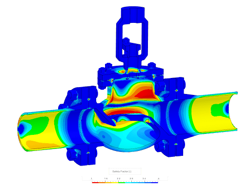 Safety Factor Analysis of a valve under internal pressure