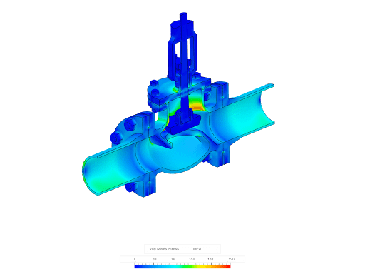 von mises stress results of globe valve simulation