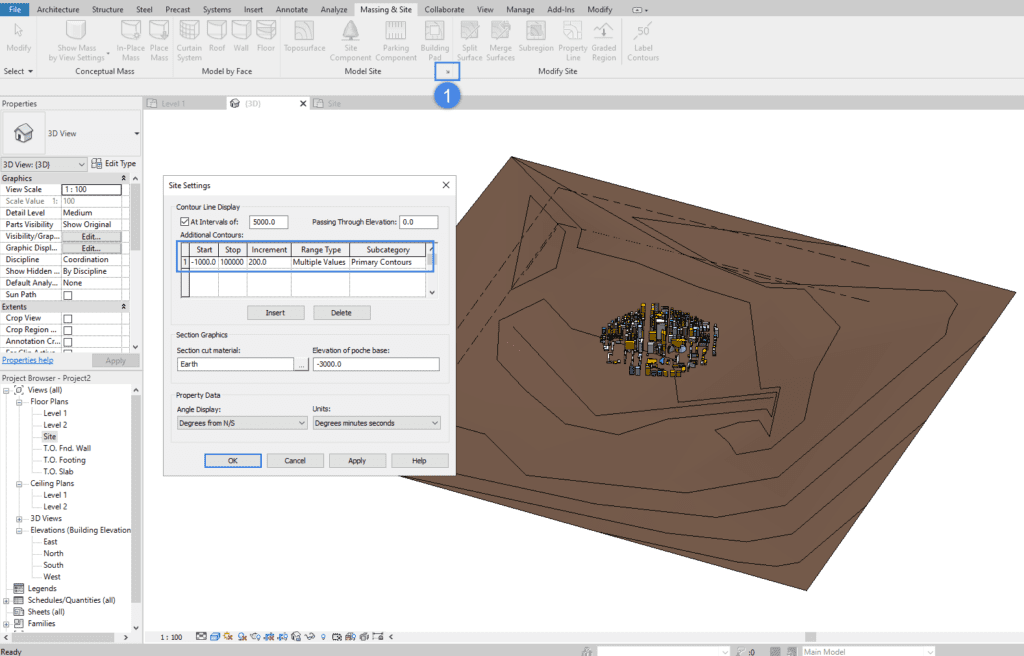 terrain height contours revit