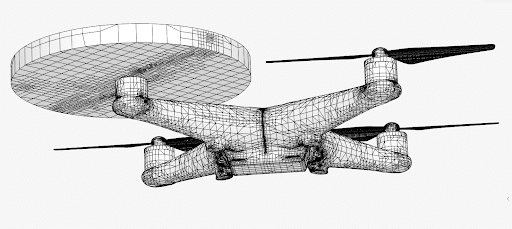 simscale global mesher applied to quadcopter UAV/drone geometry