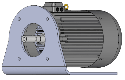 CAD import of a 3D model in preparation for electric motor support bracket modal simulation. 