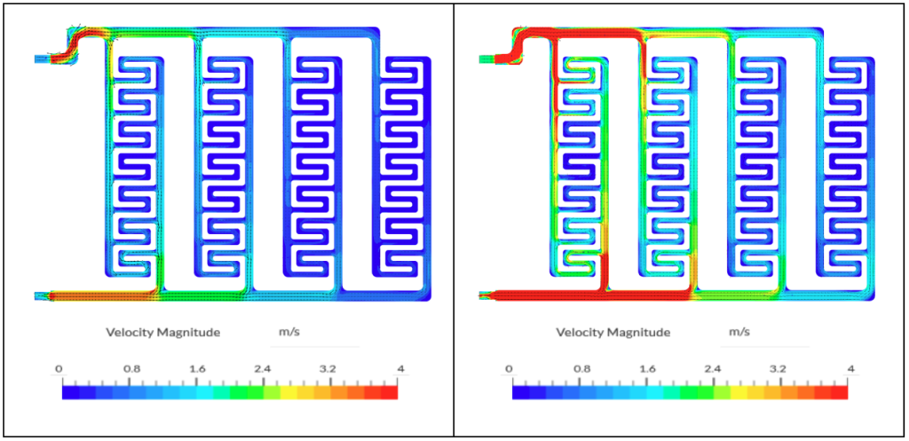 CFD comparison of a battery cold plate to optimize cooling and dynamic thermal management using CFD and heat transfer analysis