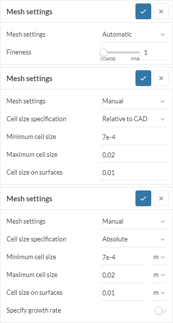 automatic and manual mesh settings