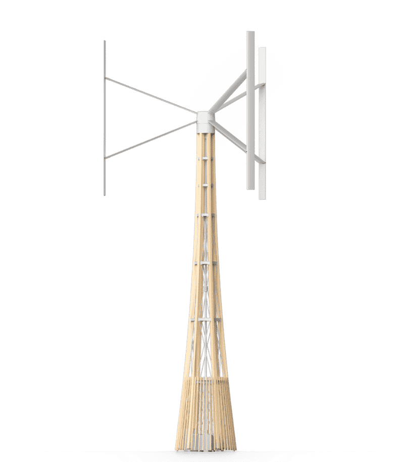 Vertical axis wind turbine using aerodynamic lift to induce rotary motion to generate energy as an alternative power source. 
