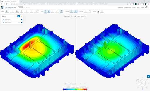  two design iterations in SimScale (also using the new Results Comparisons feature
