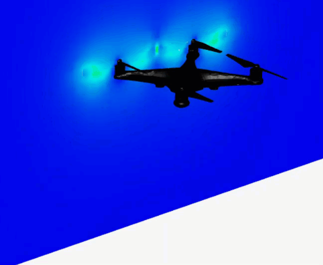 Simulation of aerodynamic behavior of a drone in flight